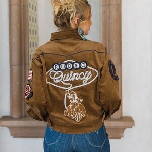 Rodeo Quincy Not My First Rodeo Brown Embroidered Jacket